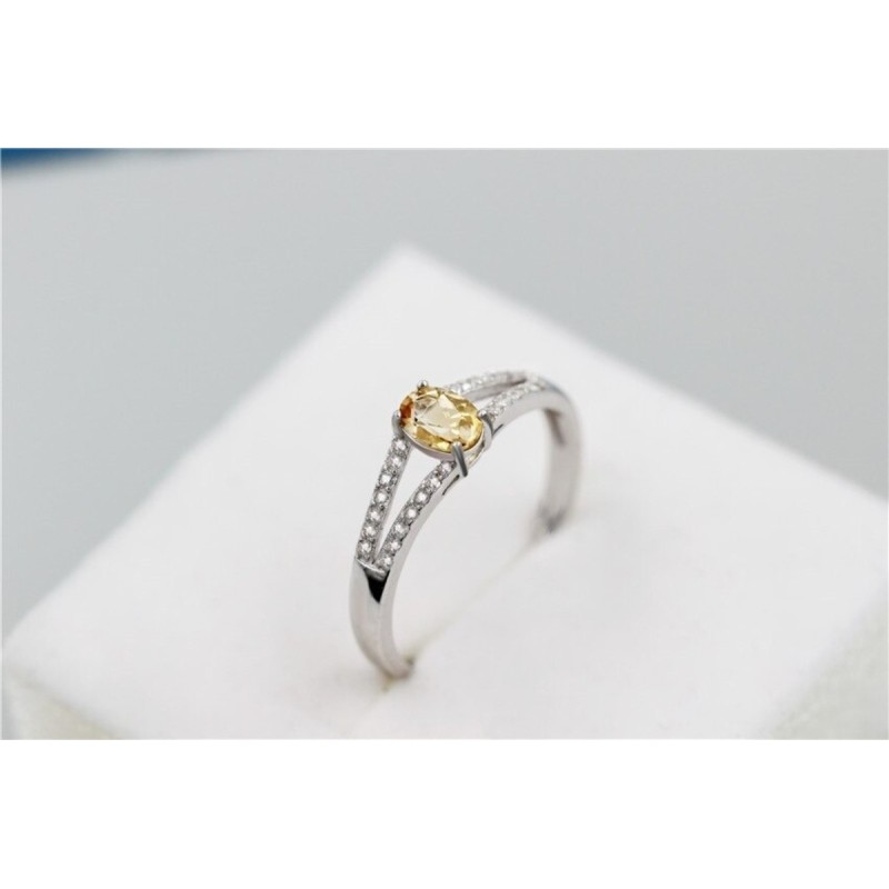 Anillo de compromiso citrino doble lazo en plata