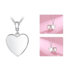Collar relicario corazón plata grabado de texto