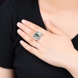 Anillo sofisticado de abulón en plata