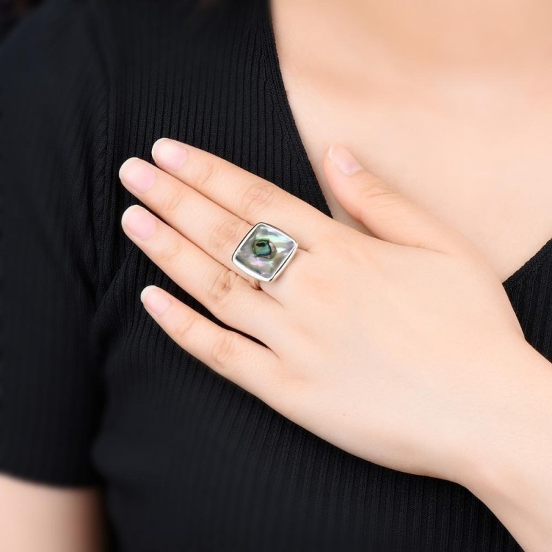 Anillo sofisticado de abulón en plata