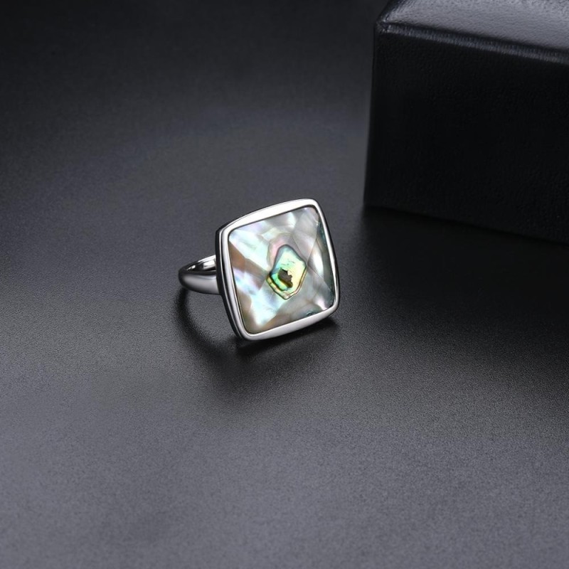 Anillo sofisticado de abulón en plata