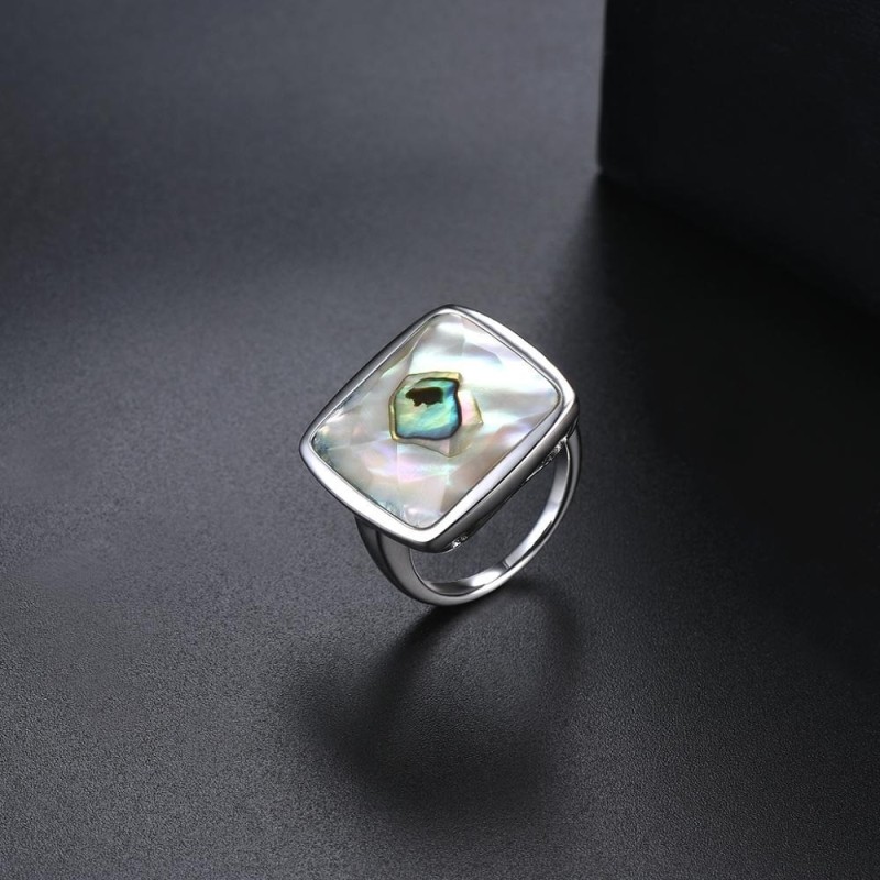 Anillo sofisticado de abulón en plata