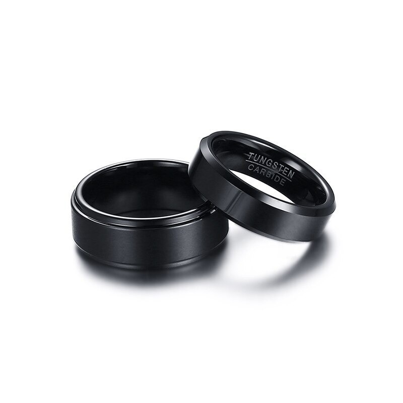 Argollas de matrimonio negras en tungsteno