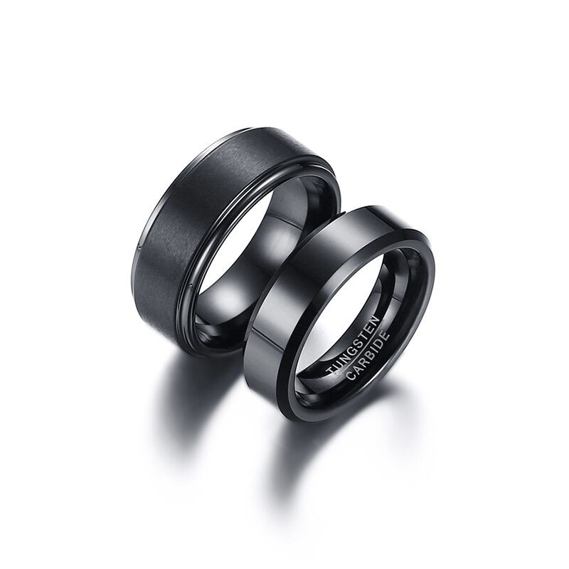 Argollas de matrimonio negras en tungsteno