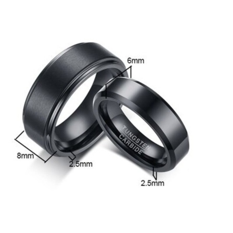 Argollas de matrimonio negras en tungsteno