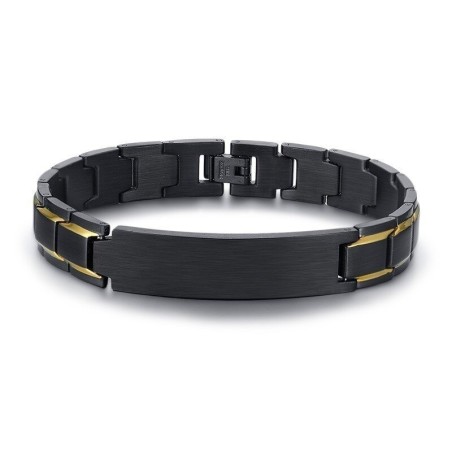 Brazalete para hombre negro en acero inoxidable