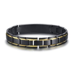 Brazalete para hombre negro en acero inoxidable