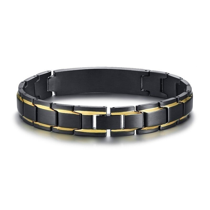 Brazalete para hombre negro en acero inoxidable