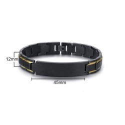 Brazalete para hombre negro en acero inoxidable