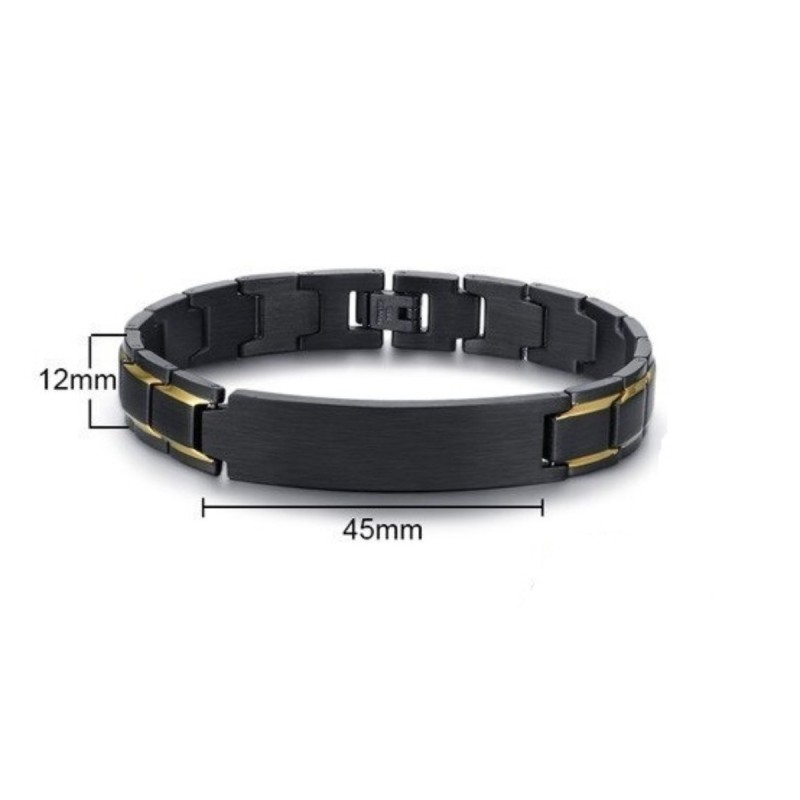 Brazalete para hombre negro en acero inoxidable