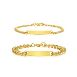 Brazaletes dorados para parejas grabados en acero