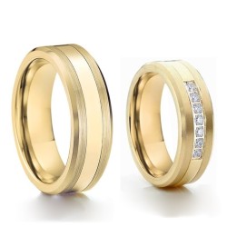 Argollas de matrimonio en tungsteno doradas