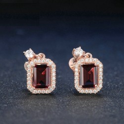 Aretes elegantes de granate en plata