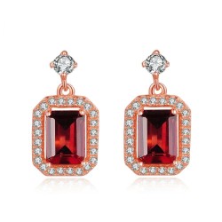 Aretes elegantes de granate en plata