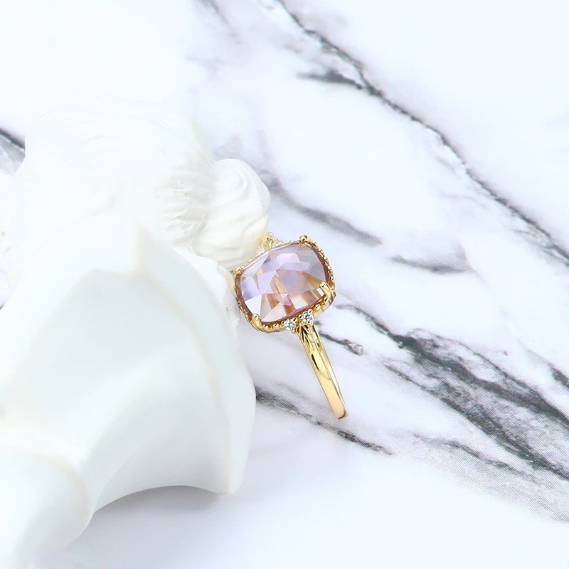 Anillo de compromiso estilo vintage con amatista en plata
