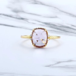 Anillo de compromiso estilo vintage con amatista en plata