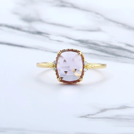 Anillo de compromiso estilo vintage con amatista en plata