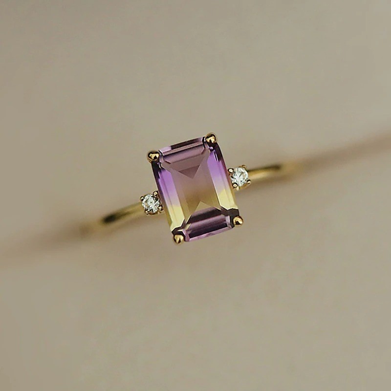 Anillo de compromiso con ametrina en plata