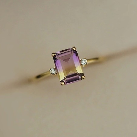 Anillo de compromiso con ametrina en plata