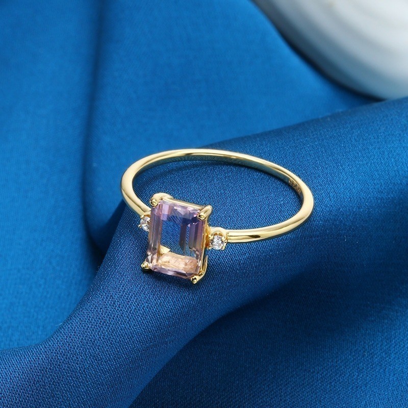 Anillo de compromiso con ametrina en plata