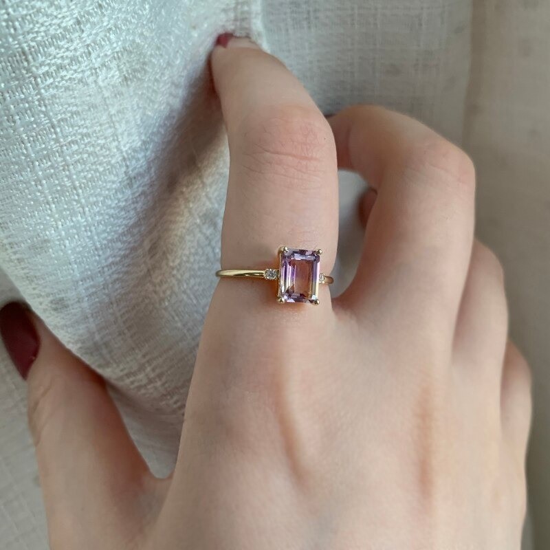 Anillo de compromiso con ametrina en plata