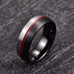 Argolla de hombre en tungsteno y acero inoxidable