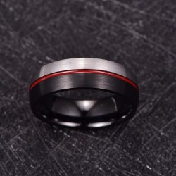 Argolla de hombre en tungsteno y acero inoxidable