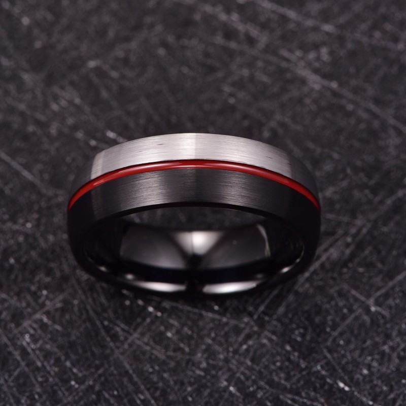 Argolla de hombre en tungsteno y acero inoxidable