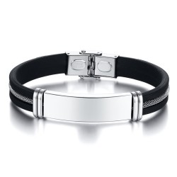Brazalete para hombre placa en acero inoxidable y silicona