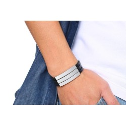 Brazalete para hombre 3 placas de grabado en acero inoxidable