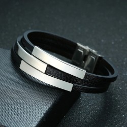 Brazalete para hombre 3 placas de grabado en acero inoxidable