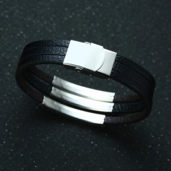 Brazalete para hombre 3 placas de grabado en acero inoxidable