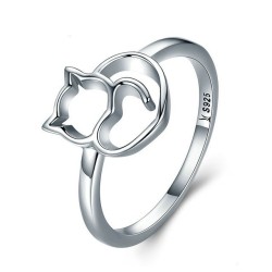 Anillo silueta de gato en plata