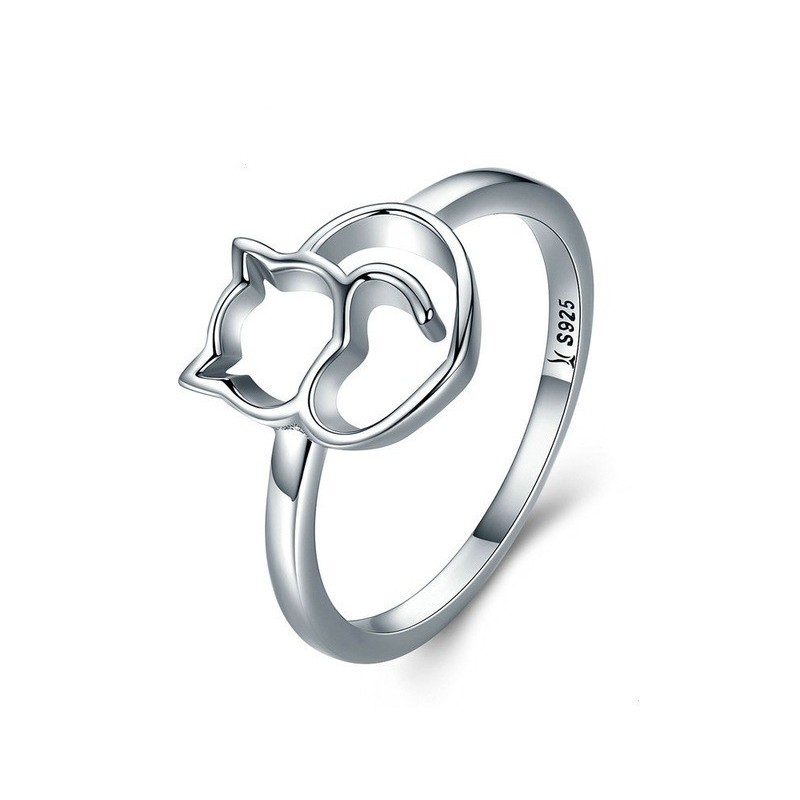 Anillo silueta de gato en plata