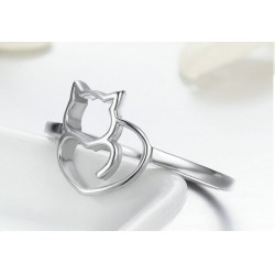Anillo silueta de gato en plata