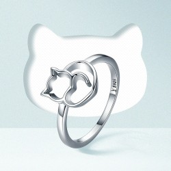 Anillo silueta de gato en plata