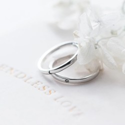 Argollas de matrimonio en plata Sol y Luna - Alianzas de plata - Boda