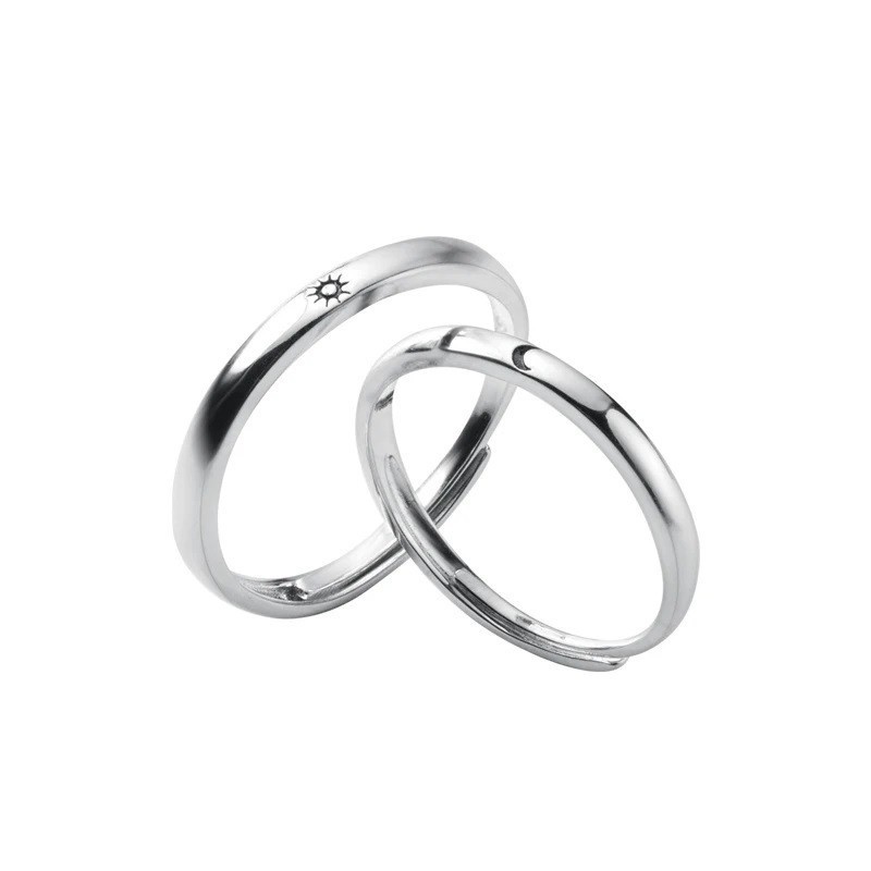 Argollas de matrimonio en plata Sol y Luna - Alianzas de plata - Boda