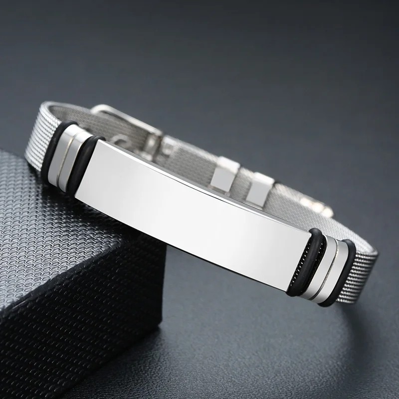 Brazalete para hombre en acero personalizable - Manilla para grabar texto