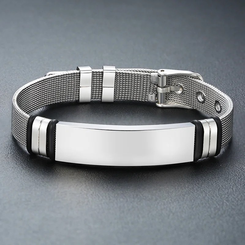 Brazalete para hombre en acero personalizable - Manilla para grabar texto