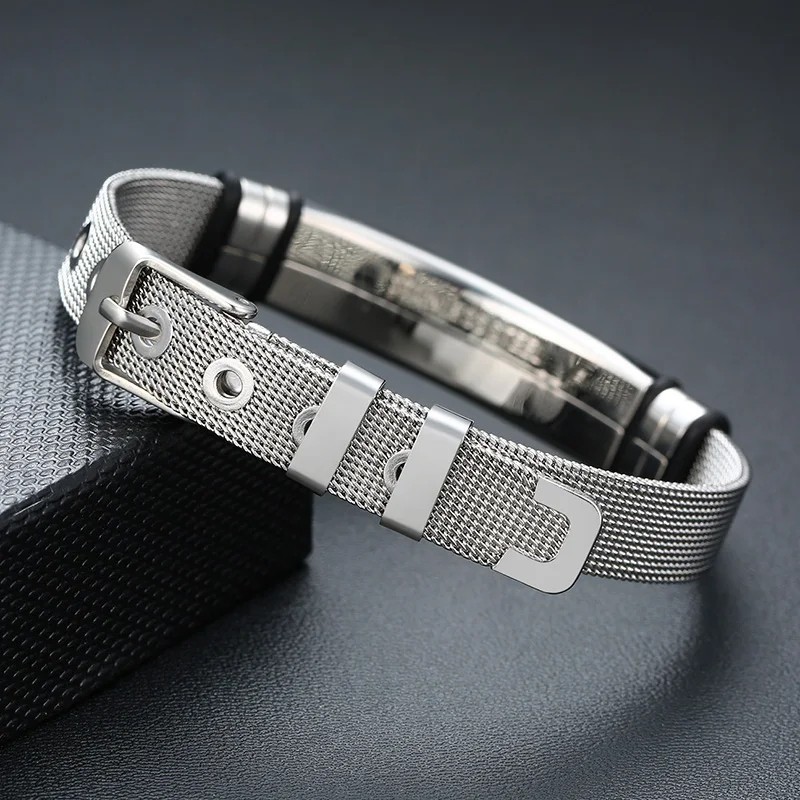 Brazalete para hombre en acero personalizable - Manilla para grabar texto