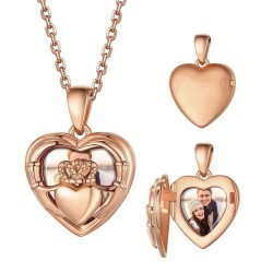 Collar relicario claddagh personalizable en plata