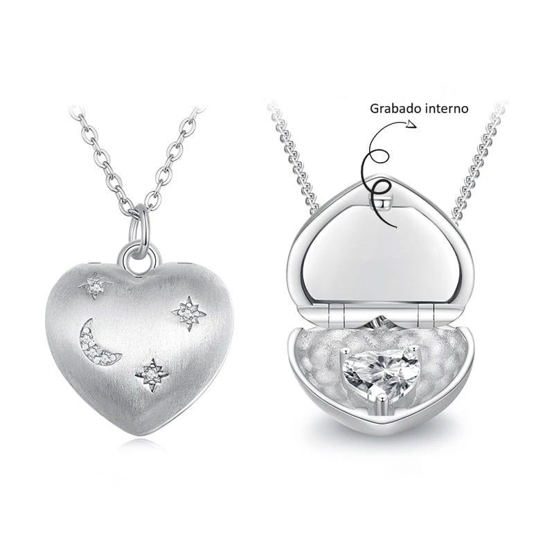 Collar con dije corazón de amor personalizable en plata