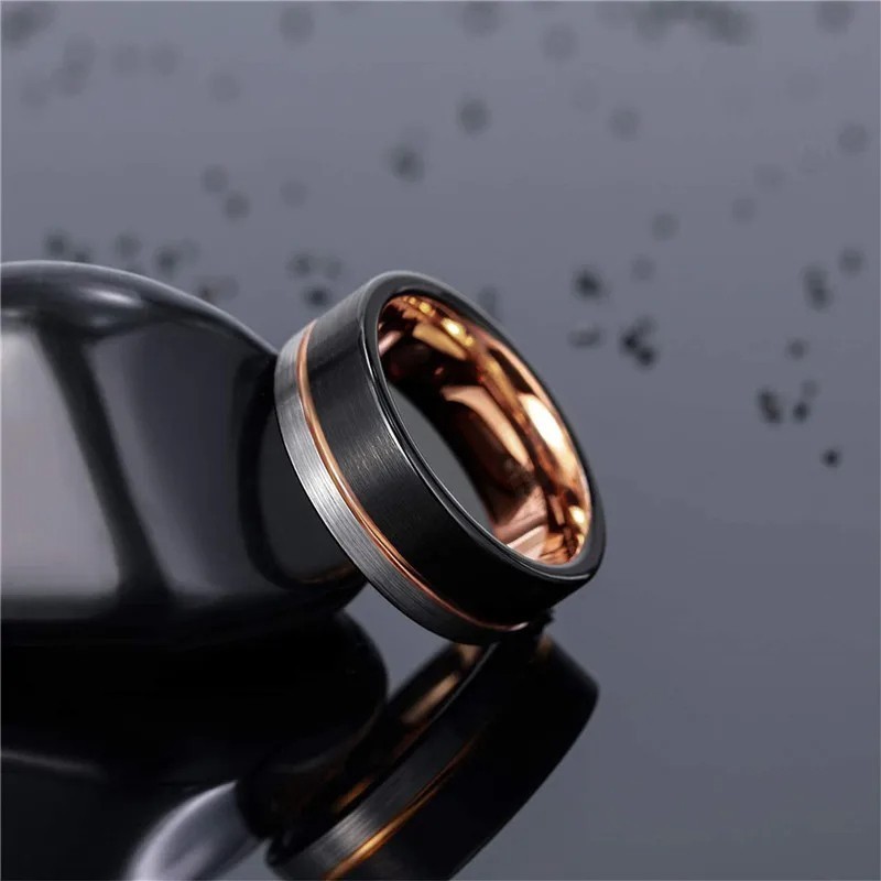 Argollas de matrimonio en tungsteno doble tono