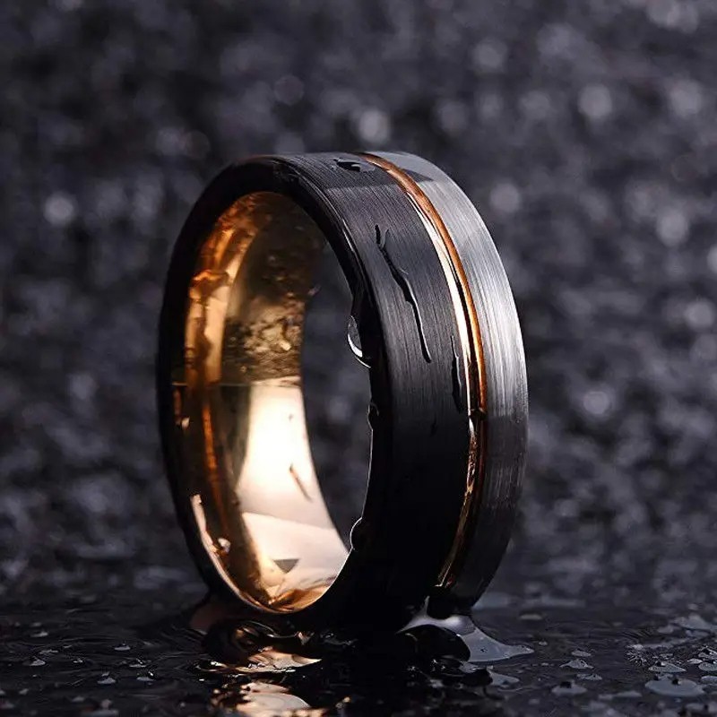 Argollas de matrimonio en tungsteno doble tono