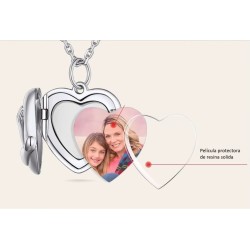 Collar relicario de plata personalizable - Dije de corazón con cadena