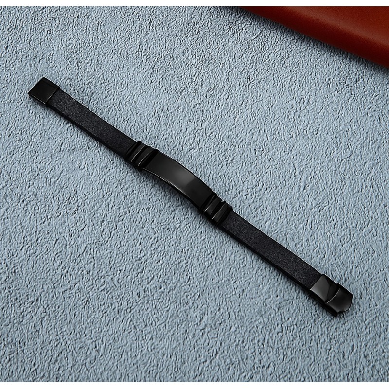 Brazalete de cuero para hombre - Manilla personalizable cuero y acero
