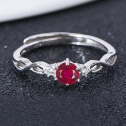 Anillo de compromiso en plata clásico infinito con rubí
