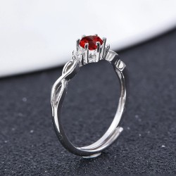 Anillo de compromiso en plata clásico infinito con rubí