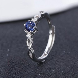 Anillo de compromiso en plata clásico infinito con zafiro